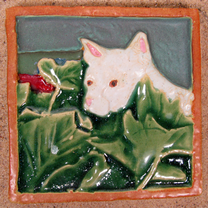 Cat and Vines Tile